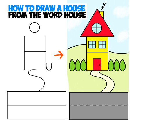 500x422 How To Draw A Cartoon House From The Word House An Easy Word