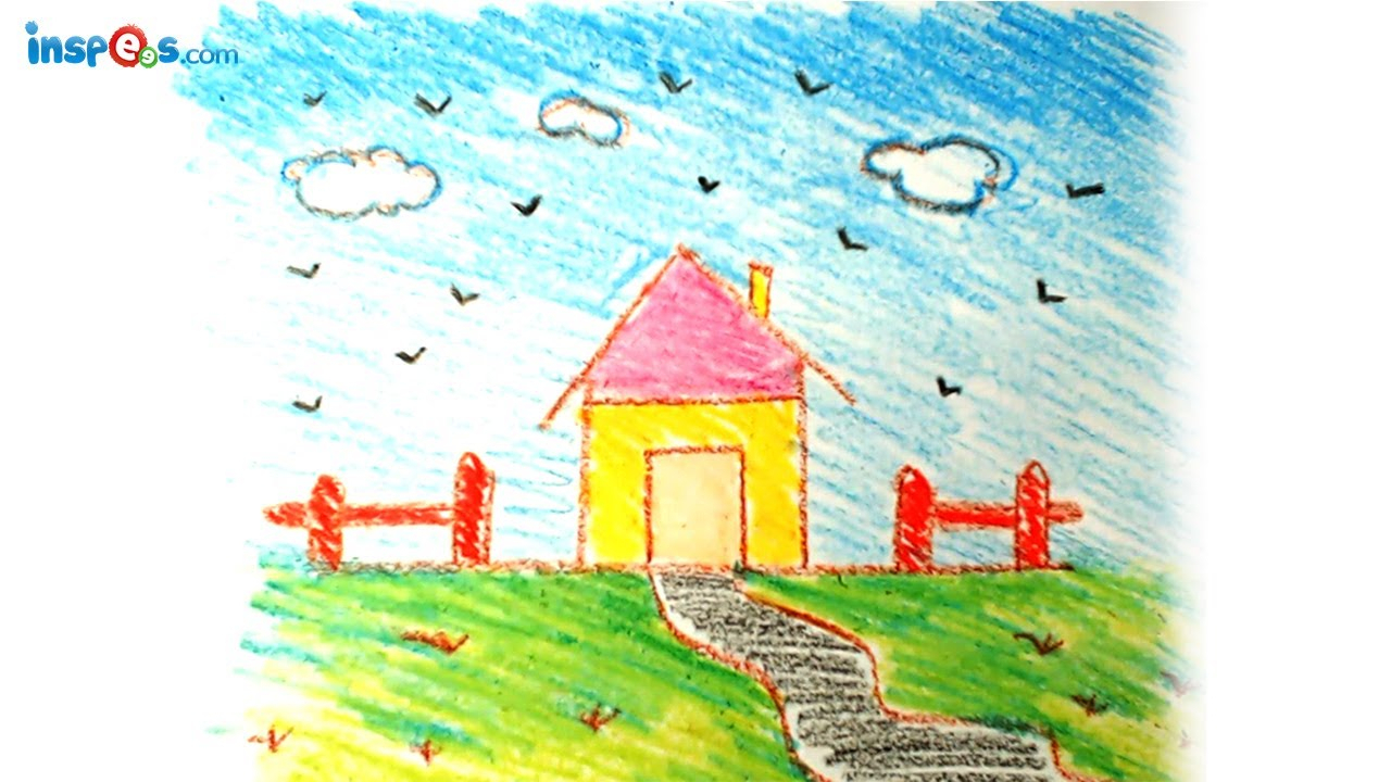 1280x720 Kids Drawing Landscape How To Draw House Landscape