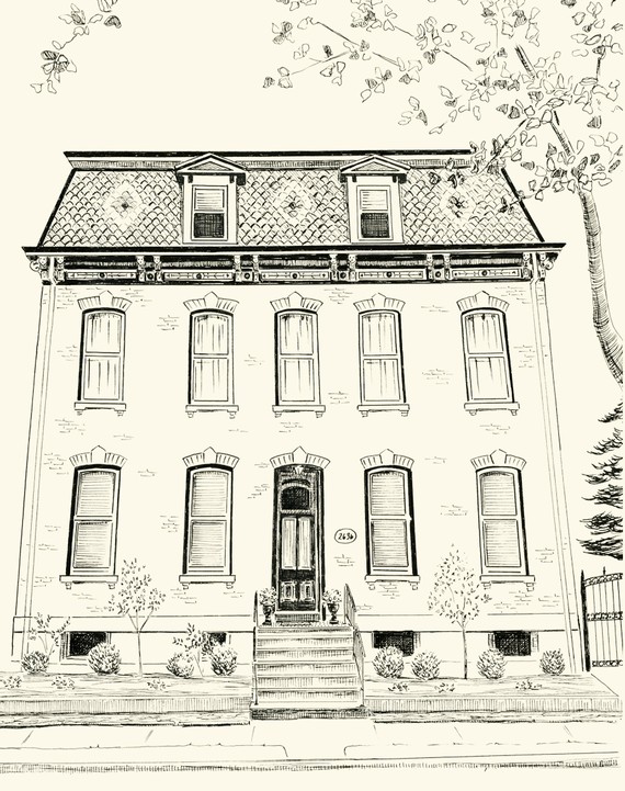 570x721 Custom Pen And Ink Architectural Drawing Of Your House Or Home