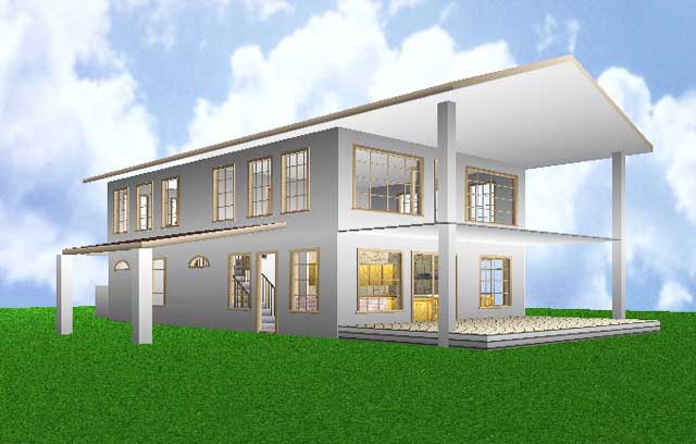 640x408 House Drawing Rendering Architectural Sketch