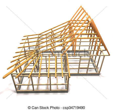 450x441 Wooden Frame Of A House (Top View). Wooden Frame Under Stock