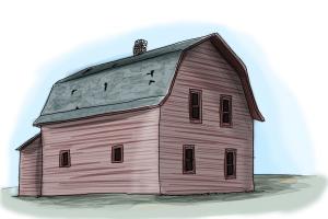 300x200 How To Draw An Old Farm House