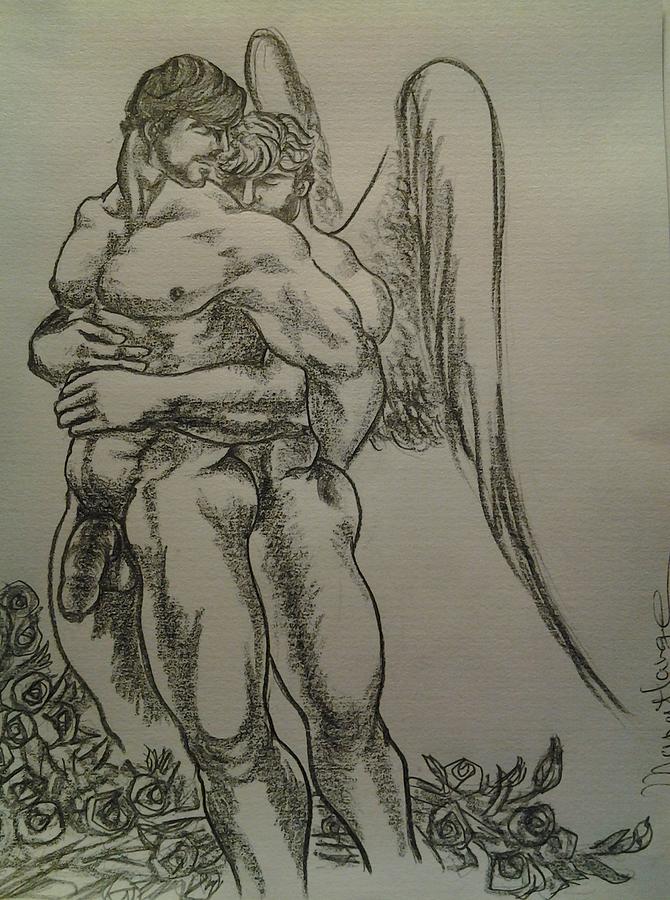 670x900 Angel Hug Drawing By Manat Large