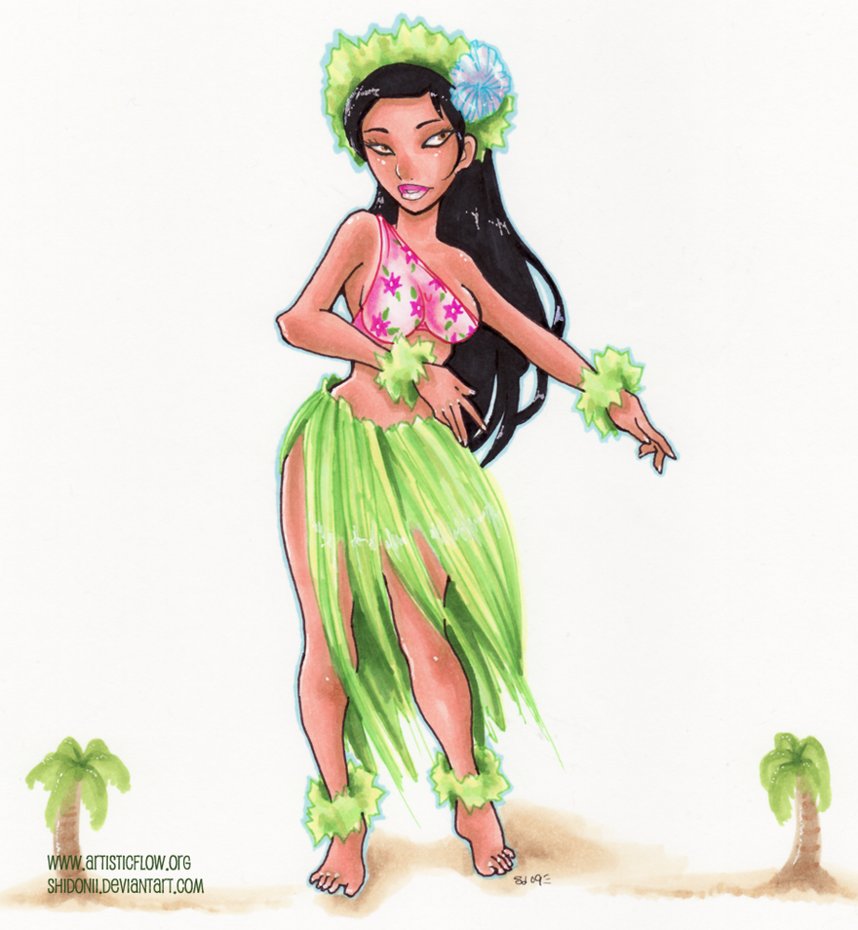 858x930 Hula Girl By Shidonii