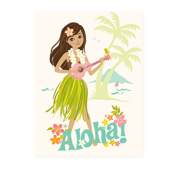 570x570 Hawaii Wall Art Aloha Hawaiian Hula Girl Nursery Art