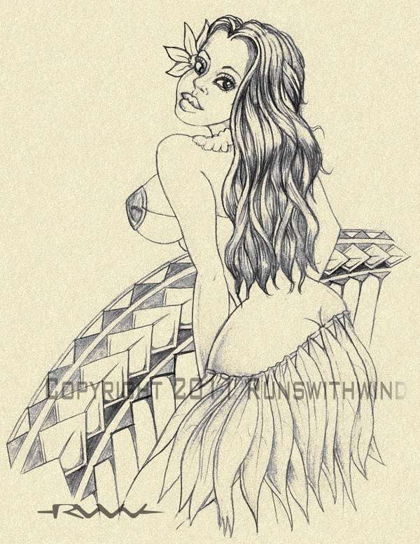 600x777 Hula Girl Tattoo Design By Runswithwind
