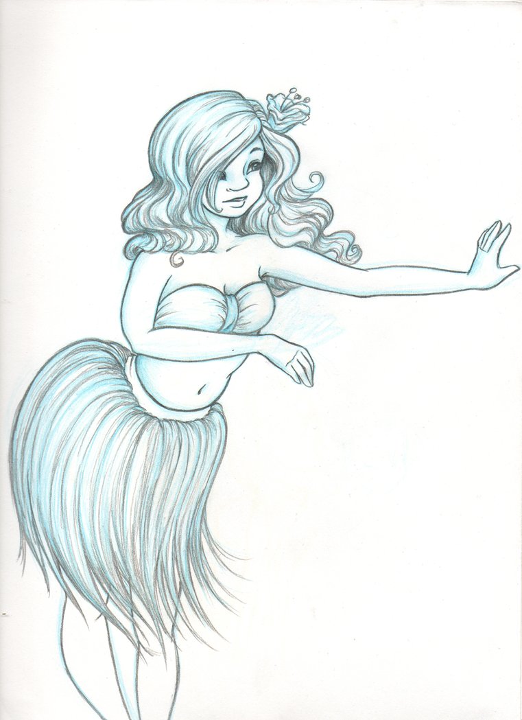 761x1049 Hula Girl Sketch By Snow White Kt