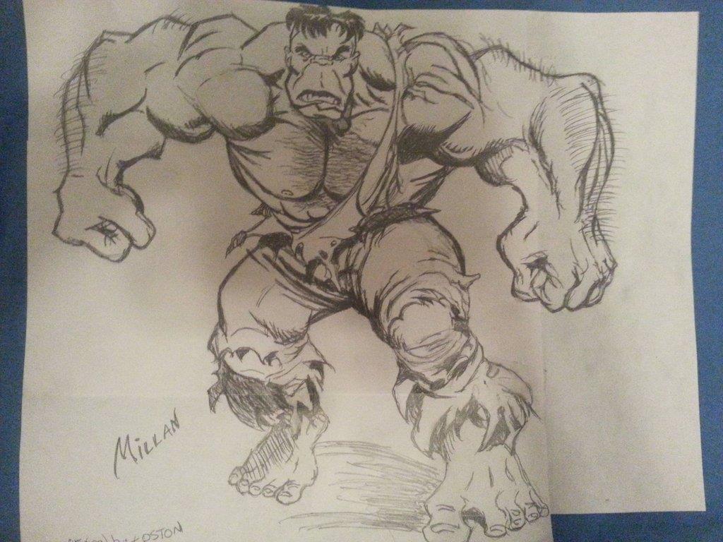 1024x768 Hulk Pencil Sketch