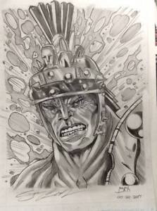 223x300 Incredible Hulk Gladiator Thor Ragnarok 9x12 Pencil Sketch Drawing