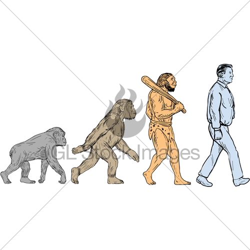 500x500 Human Evolution Walking Drawing Gl Stock Images