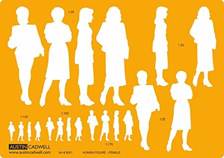 450x317 Human Figure Female Multi Scale Technical Drawing Template Stencil