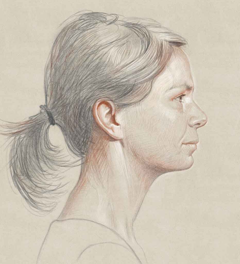 932x1024 Female Profile Head Drawing In Pencil John Hartman Illustration