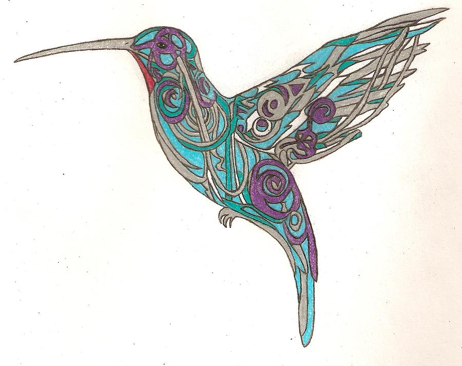 900x713 Spiral Hummingbird Drawing By Courtney Trimble