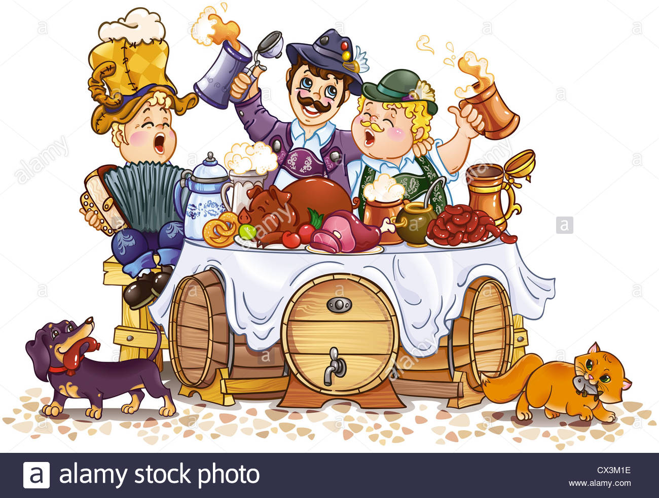 1300x982 Humorous Drawing Of Oktoberfest Festival Stock Photo, Royalty Free