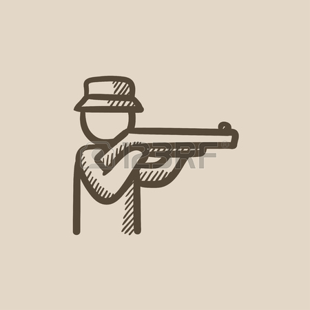 450x450 Hunter Ready To Hunt With Hunting Rifle. Clip Art Libres De Droits