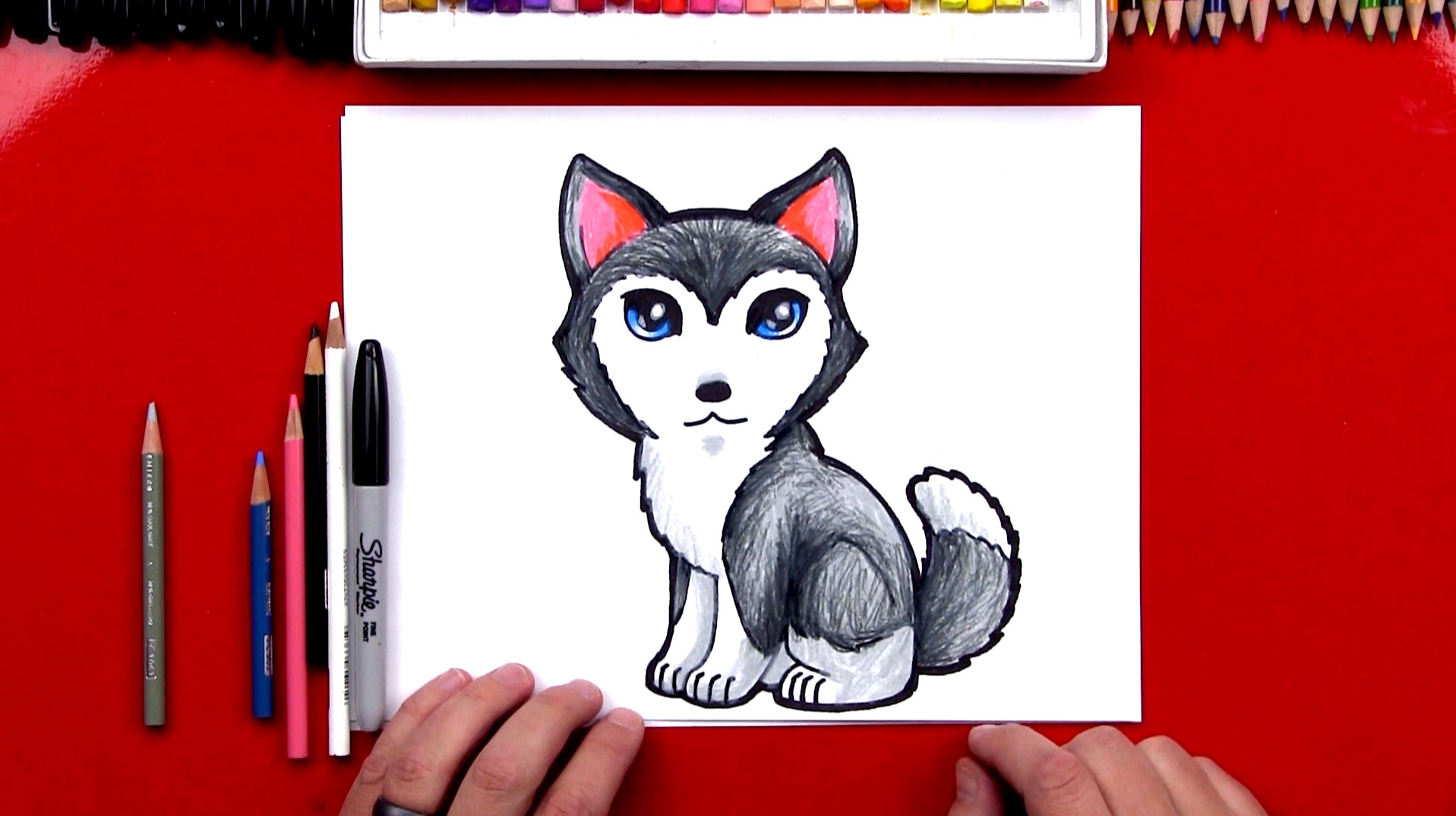 1917x1074 How To Draw A Cartoon Husky
