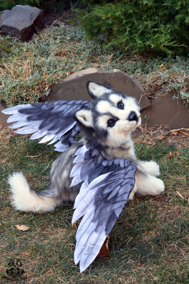 730x1095 Poseable Toy Commission Husky Puppy With Wings By Malinatoys