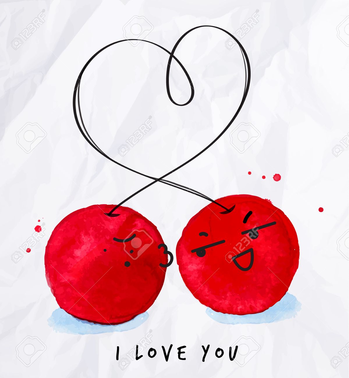 1199x1300 Kisses Love Cherry With Watercolor Cherry Lettering I Love You