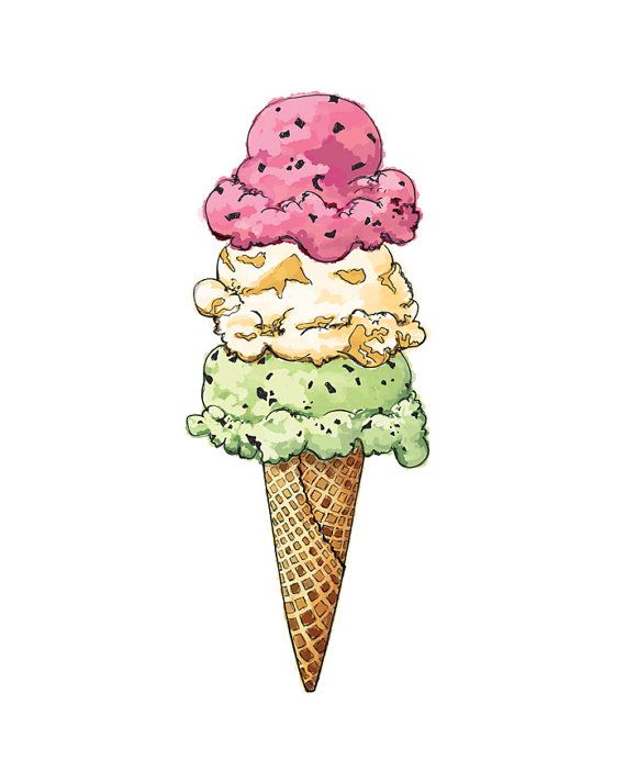 570x713 Ice Cream Cone 8x10 Print By Cakeoversteak On Etsy Drawings