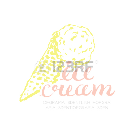 450x450 Ice Cream Scoop Cone Logo Icon Hand Drawing Illustration Ink