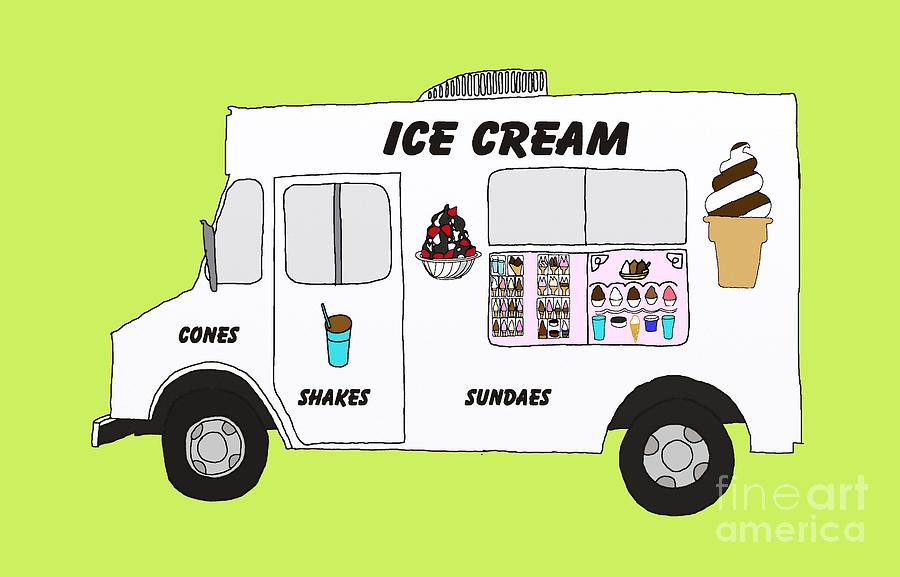 900x577 Ice Cream Truck Digital Art By Priscilla Wolfe
