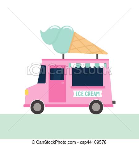 450x470 Ice Cream Truck. Vector Hand Drawn Illustration Vectors