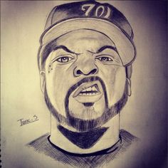 236x236 Ice Cube Portrait Judging Expression Portrait Drawings
