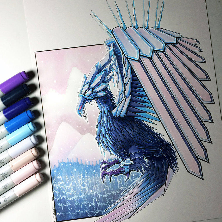 894x894 Ice Phoenix Drawing By Lethalchris