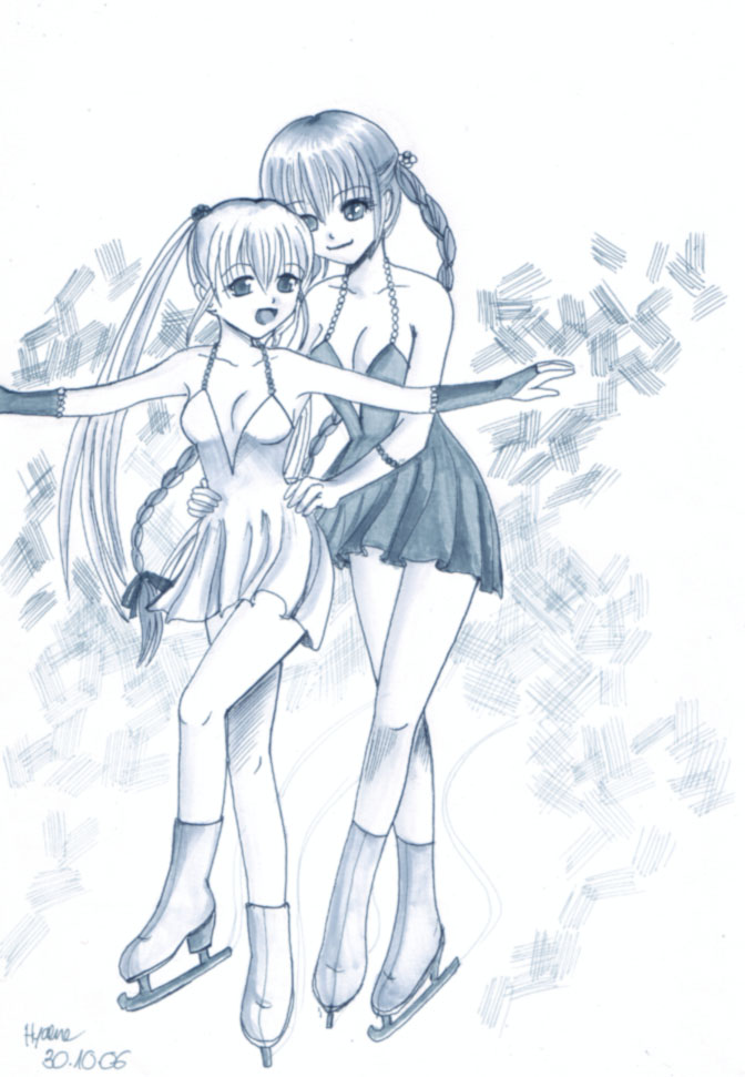 672x971 Ice Skating Girls By Hyaene