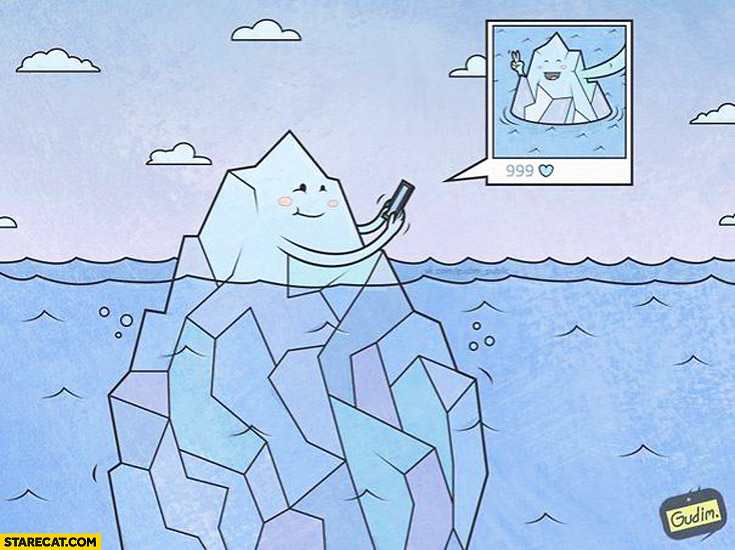 735x550 Iceberg Cute Selfie Drawing