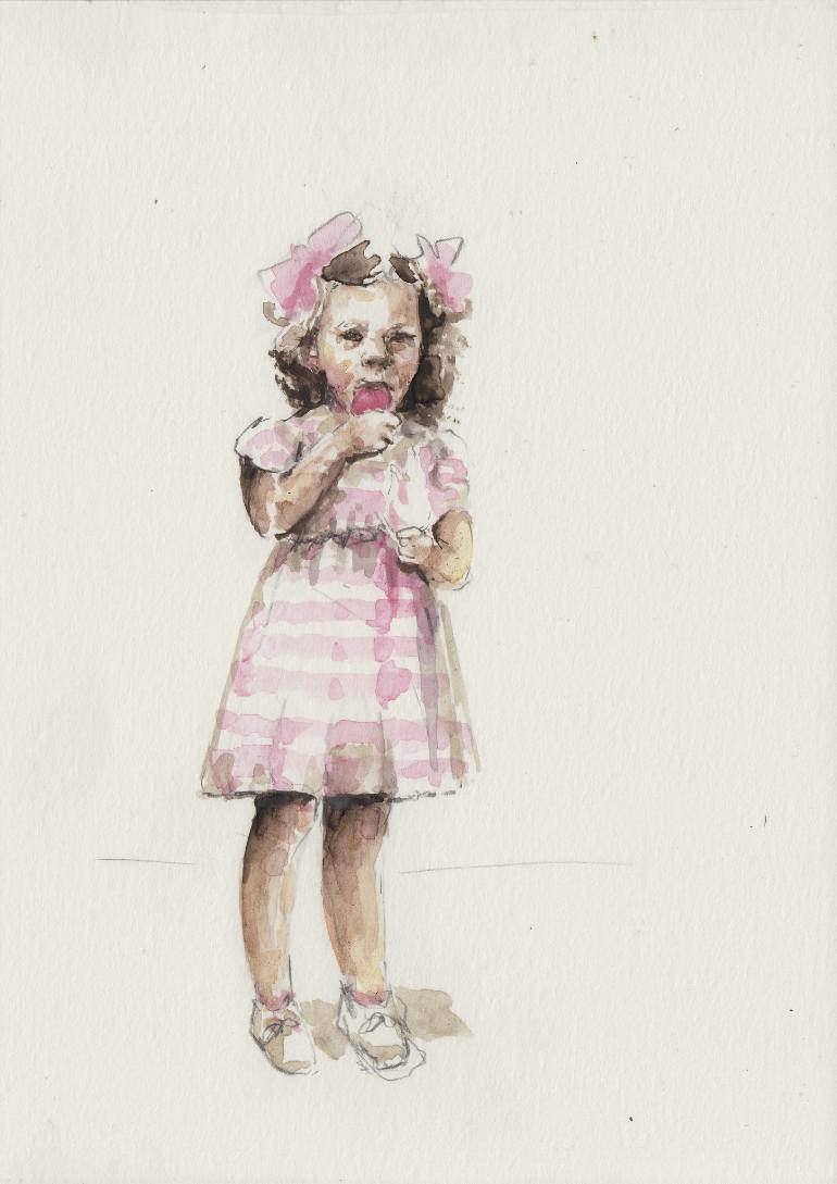 770x1089 Saatchi Art A Little Girl Eating Ice Cream Drawing By Emma Rojas