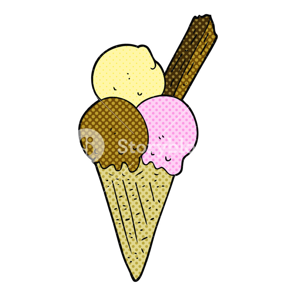 1000x1000 Freehand Drawn Cartoon Ice Cream Cone Royalty Free Stock Image