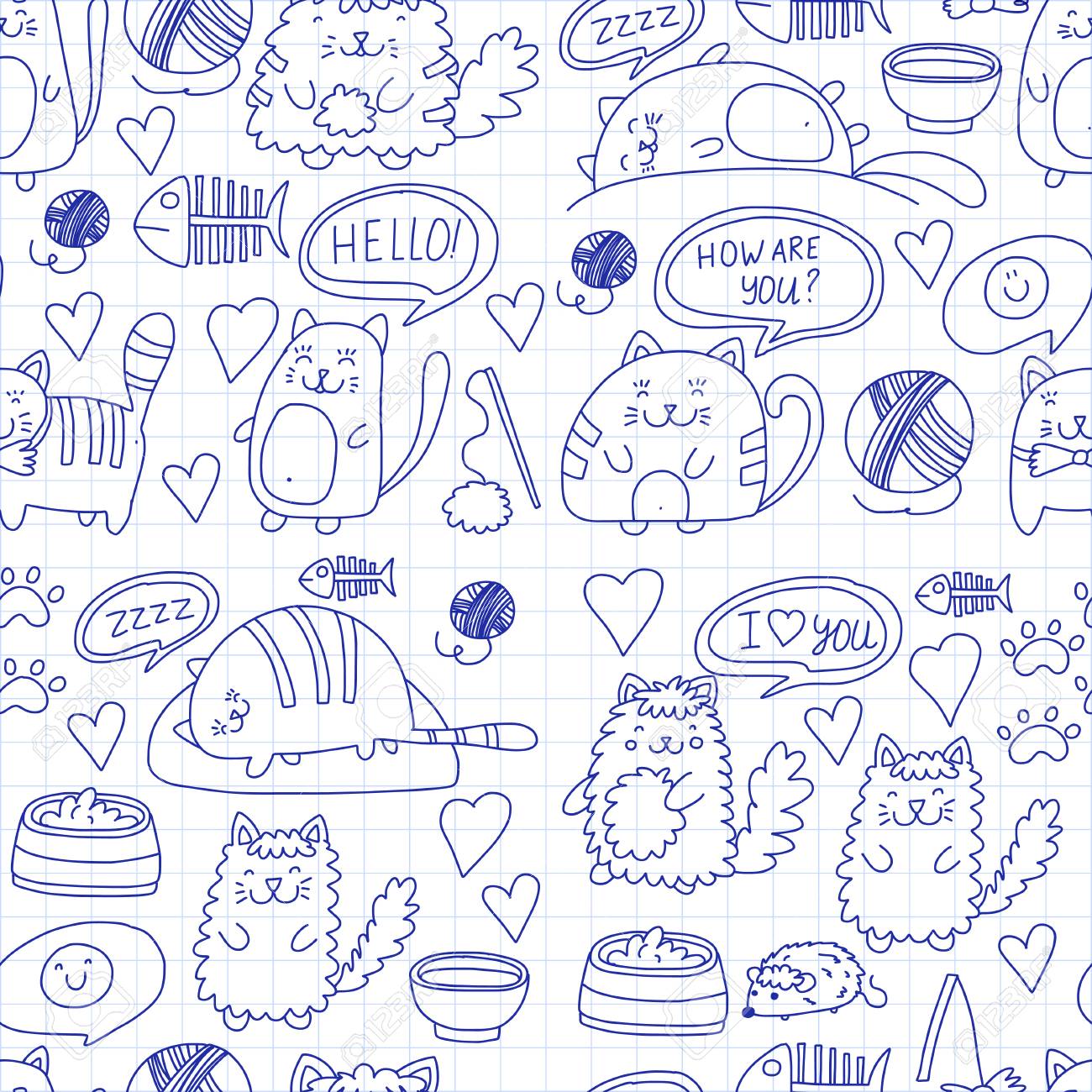 1300x1300 Cute Kittens Cat Icons Kids Drawing Children Drawing Doodle