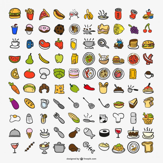 626x626 Drawing Cooking Color Icons Vector Free Download