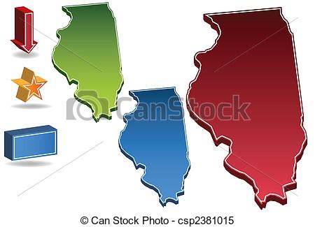 450x325 Illinois State Map Icons. Clipart Vector