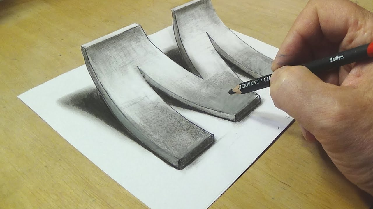 1280x720 How To Draw 3d Letter M