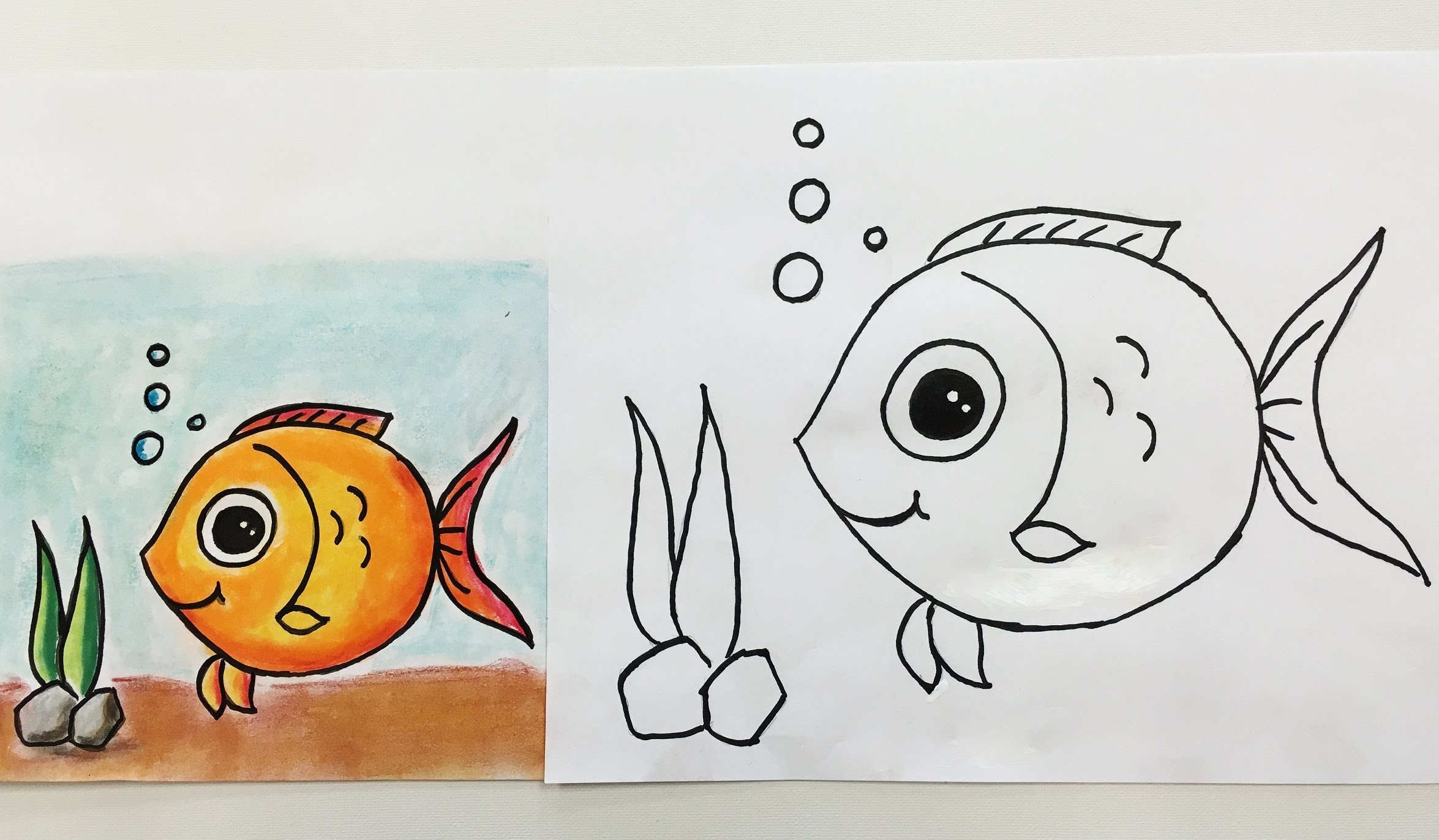 2350x1372 How To Draw A Fish For Kids