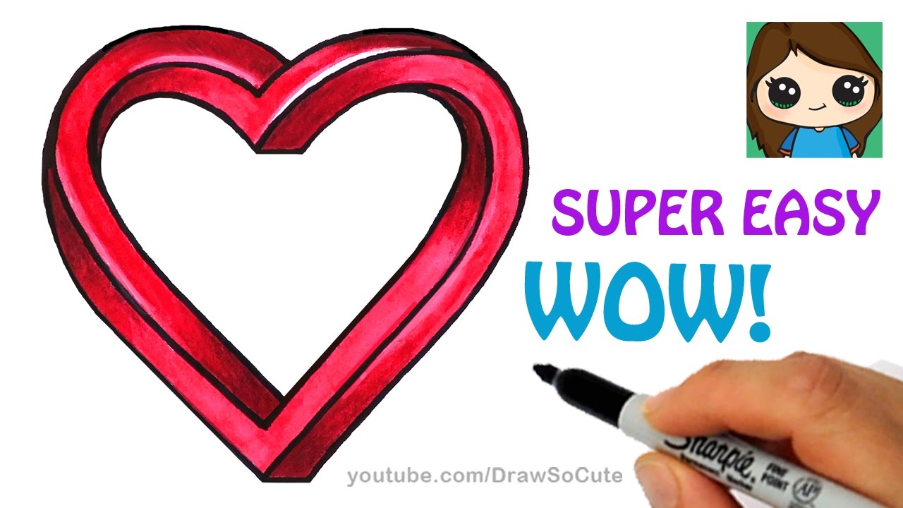 1280x720 How To Draw Impossible Heart Easy Optical Illusion Fun
