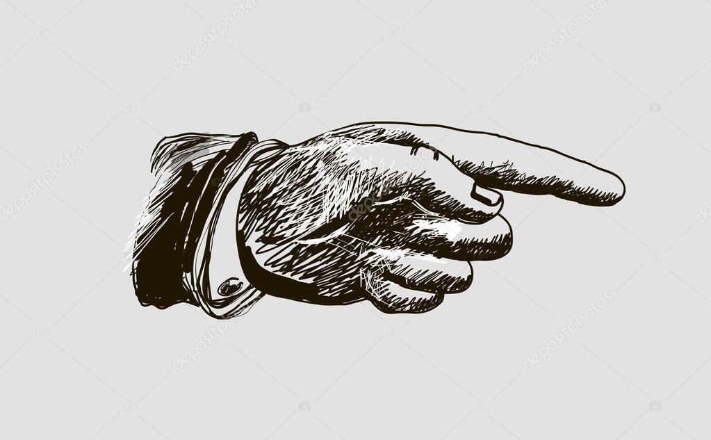 1023x633 Vector Drawing Hand With The Index Finger Stock Vector