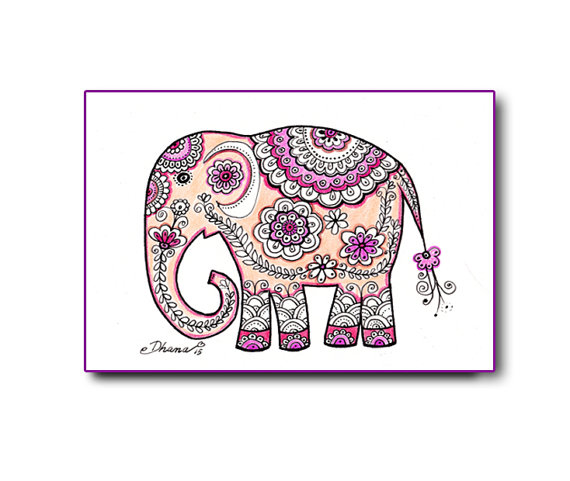 570x481 Instant Download Art Elephant Paisley Mandala Drawing Indian
