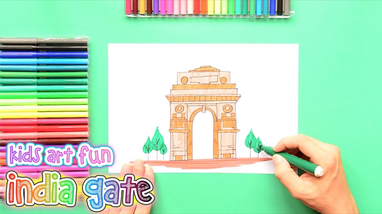 1280x720 How To Draw And Color India Gate, New Delhi