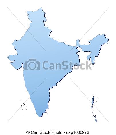405x470 India Map Filled With Light Blue Gradient. High Resolution