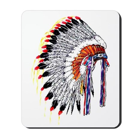 460x460 Indian Chief Headdress Mousepad By Tattooartshirts