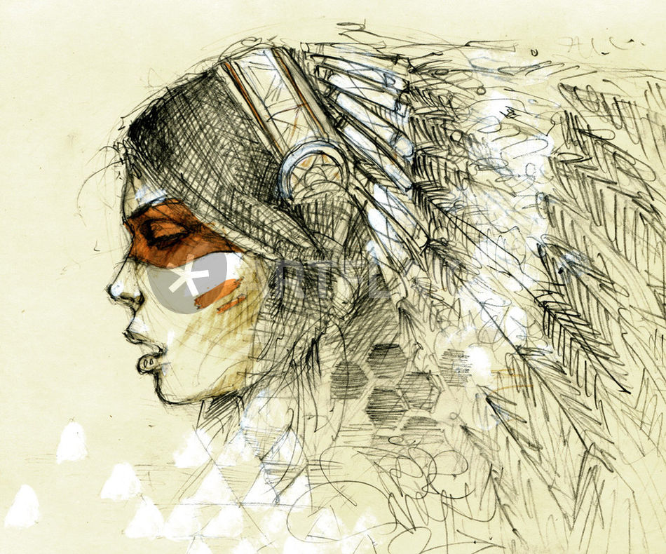 950x790 Indian Drawing Art Prints And Posters By Guillem Vivas Perez