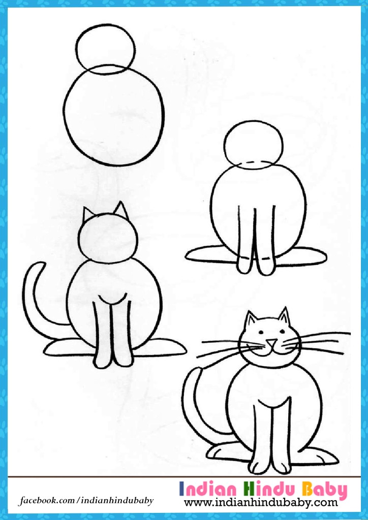 724x1024 Cat Step By Step Drawing For Kids Indian Hindu Baby