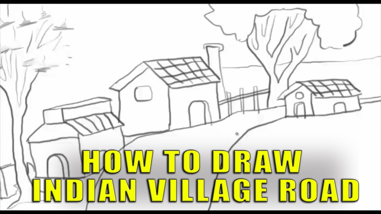 1280x720 Drawing An Indian Village Road Sketches For Kids Pencil