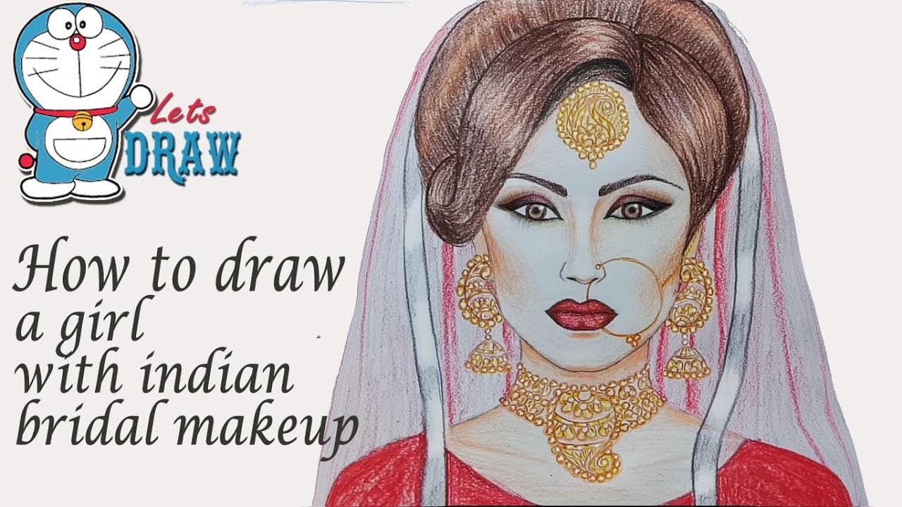 1280x720 How To Draw A Girl With Indian Bridal Makeup Step By Step