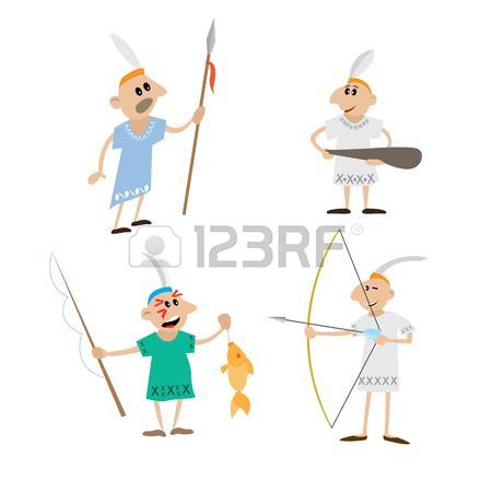 450x450 Indian Spear, Bow, Stick, Spinning. Cartoon Vector Illustration