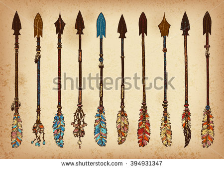 450x339 Set Of 10 Colored Hand Drawing Ink Traditional Indian Arrow