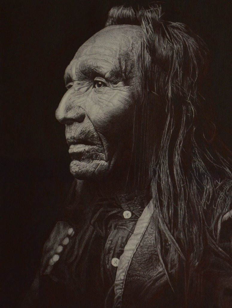 776x1030 Indian Warrior (Hyperrealistic Pen Drawing) By Dario B